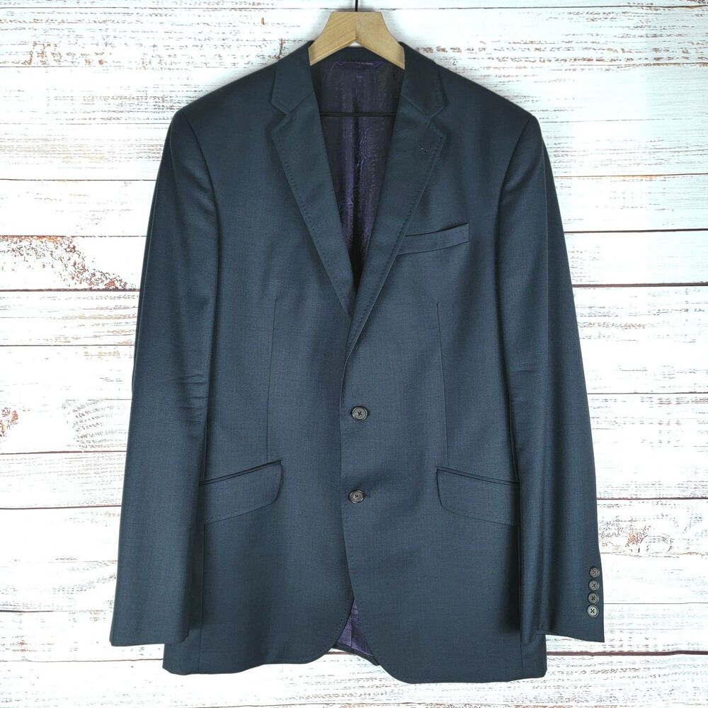 Ted Baker Jones CT Blazer Mens Size 42 L Endurance 100% Wool Dark Blue Office